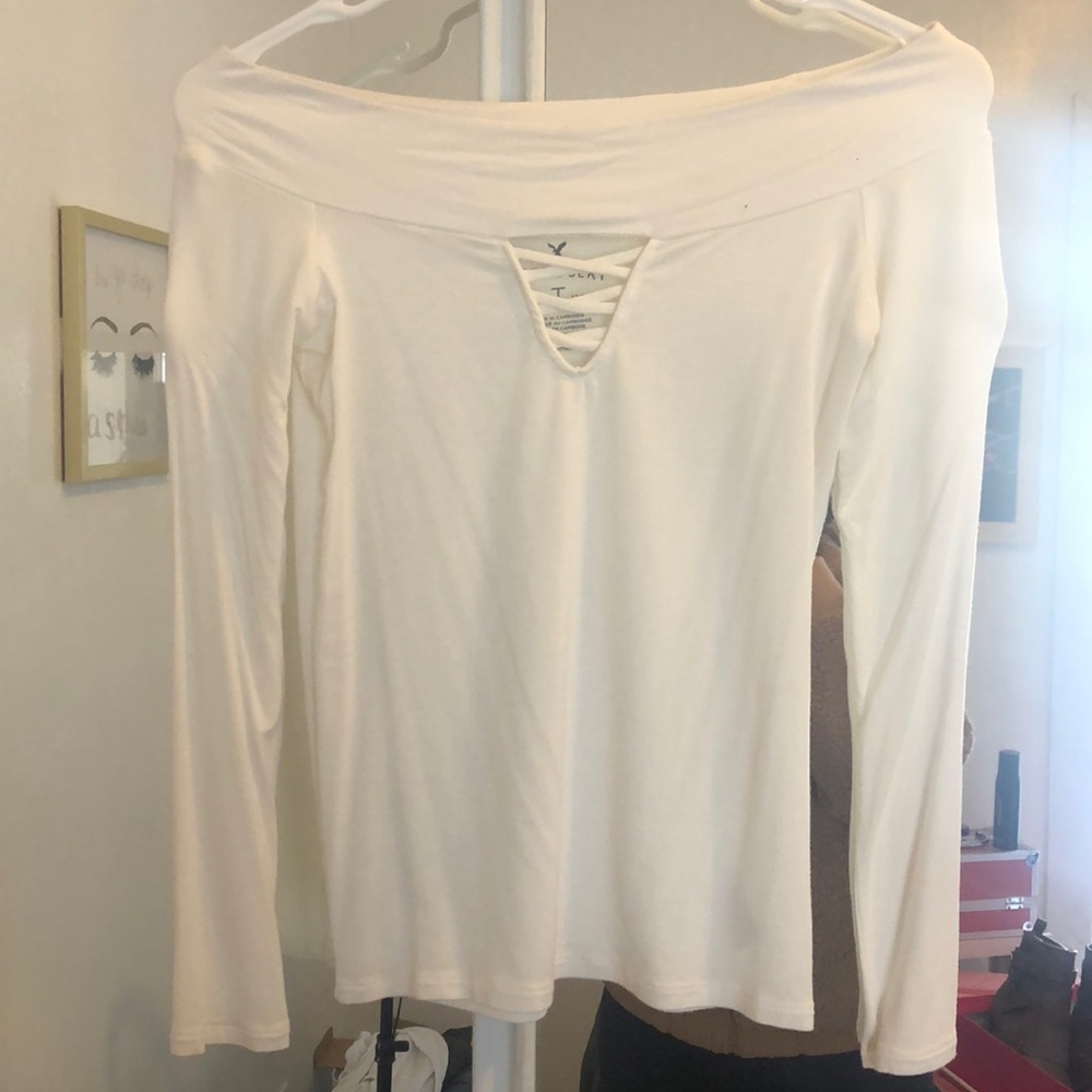 Off the shoulder long sleeve shirt